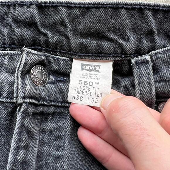 Vintage 90s Black Faded Levi’s 560 Jeans 38x32” (36x32”) - Picture 3 of 8